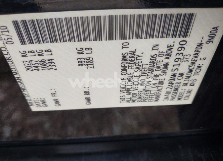 Photo 9 of 2010 Nissan Altima 3.5 SR (VIN 1N4BL2AP0AN519390)