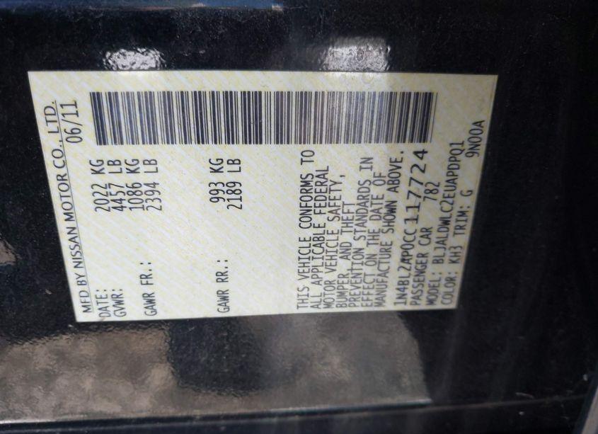 Photo 9 of 2012 Nissan Altima 3.5 SR (VIN 1N4BL2AP0CC117724)