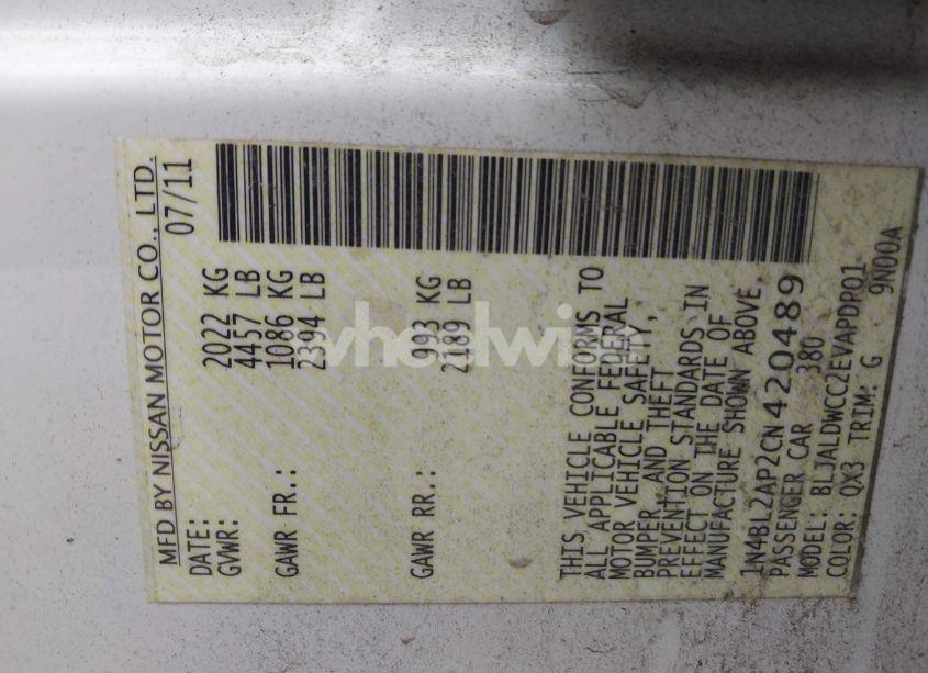 Photo 9 of 2012 Nissan Altima 3.5 SR (VIN 1N4BL2AP2CN420489)