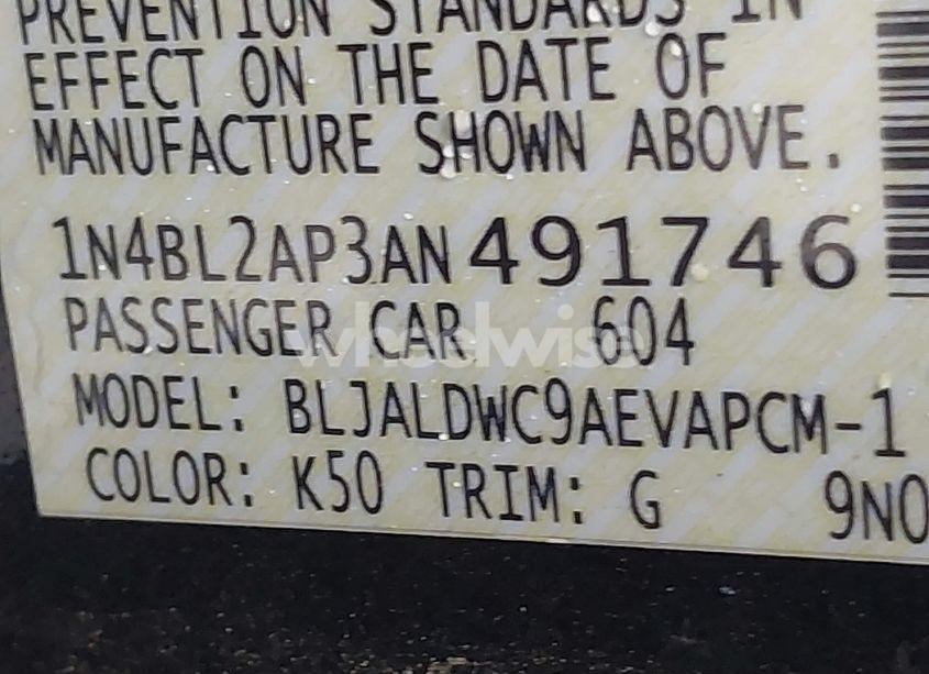 Photo 9 of 2010 Nissan Altima 3.5 SR (VIN 1N4BL2AP3AN491746)