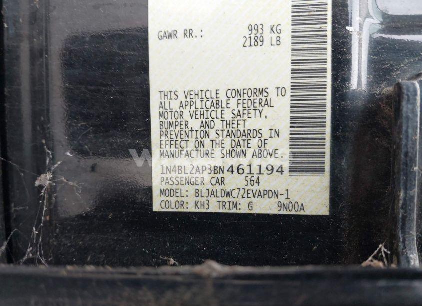 Photo 9 of 2011 Nissan Altima 3.5 SR (VIN 1N4BL2AP3BN461194)