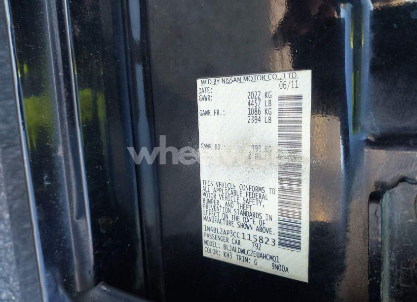 Photo 9 of 2012 Nissan Altima 3.5 SR (VIN 1N4BL2AP3CC115823)