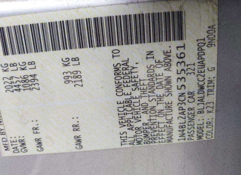 Photo 9 of 2012 Nissan Altima 3.5 SR (VIN 1N4BL2AP3CN535361)