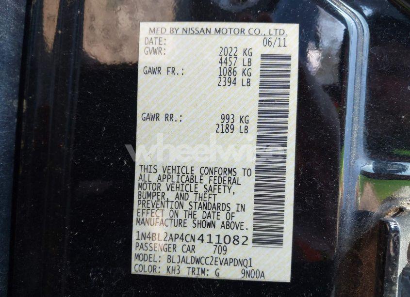 Photo 9 of 2012 Nissan Altima 3.5 SR (VIN 1N4BL2AP4CN411082)