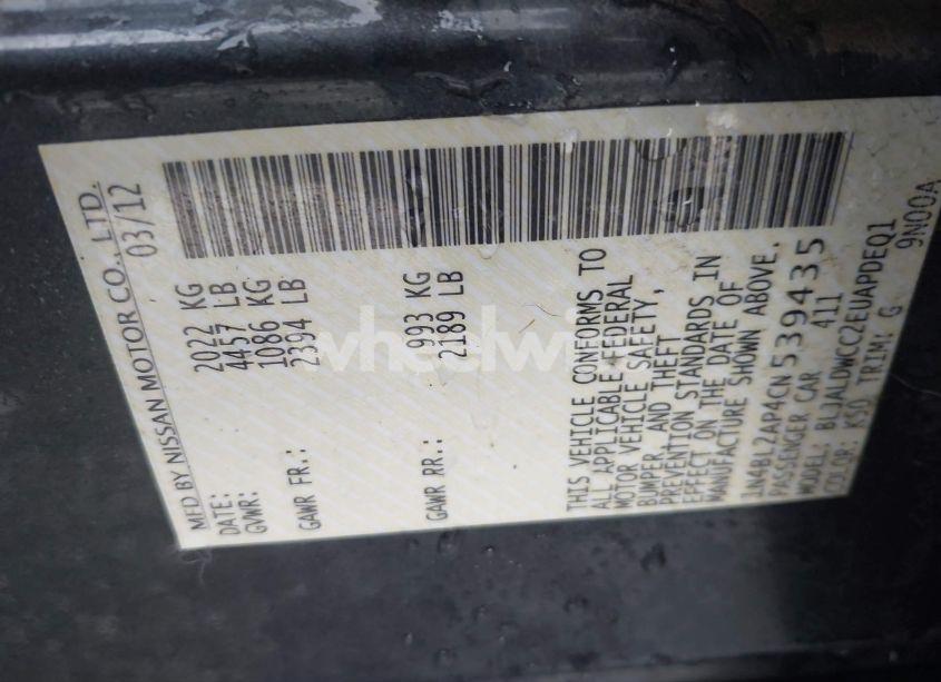 Photo 9 of 2012 Nissan Altima 3.5 SR (VIN 1N4BL2AP4CN539435)