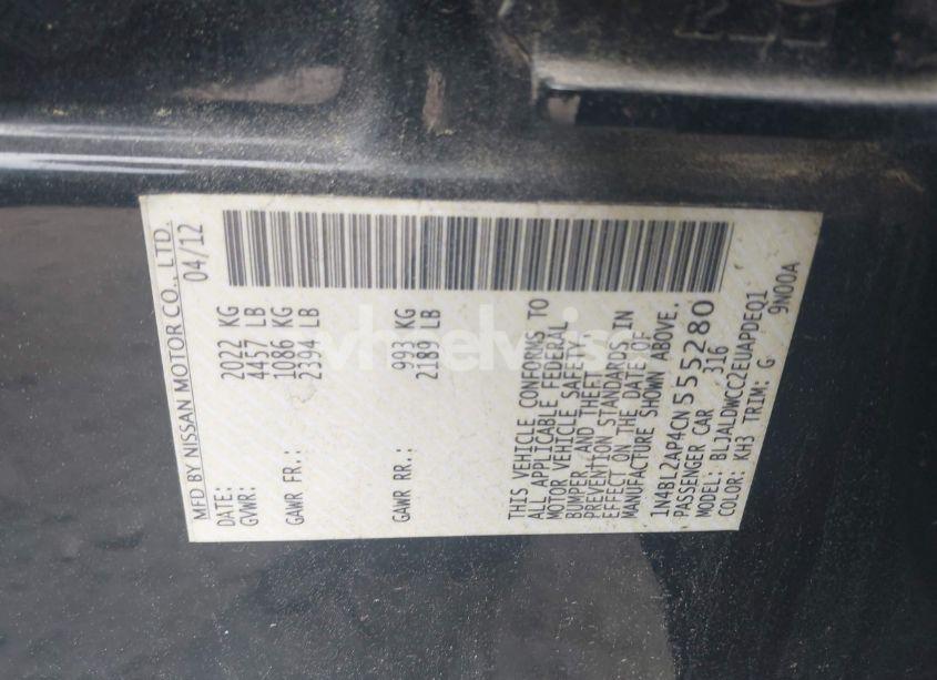 Photo 9 of 2012 Nissan Altima 3.5 SR (VIN 1N4BL2AP4CN555280)