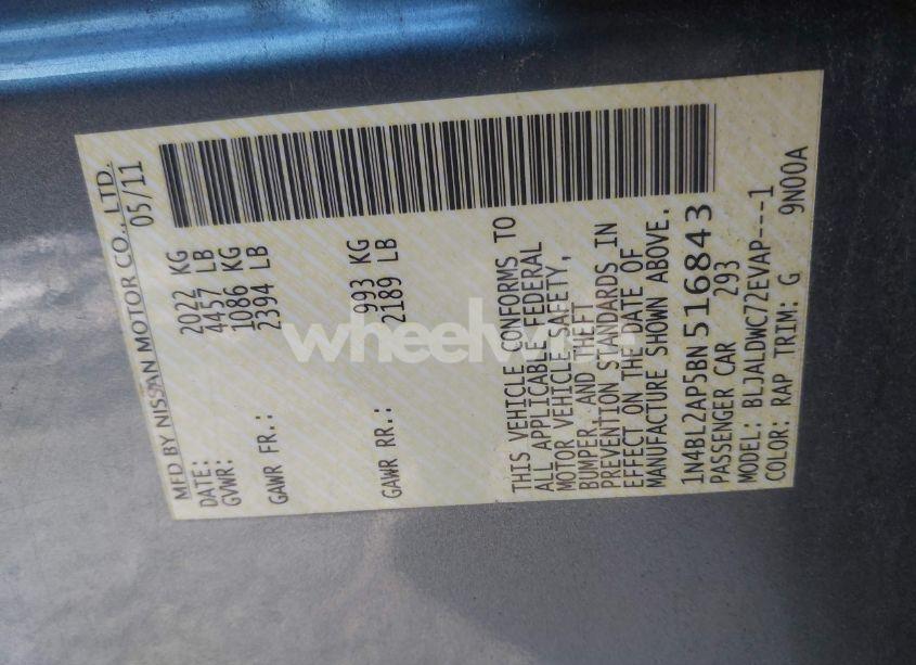 Photo 9 of 2011 Nissan Altima 3.5 SR (VIN 1N4BL2AP5BN516843)