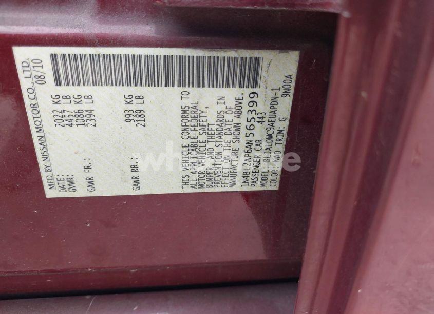 Photo 9 of 2010 Nissan Altima 3.5 SR (VIN 1N4BL2AP6AN565399)