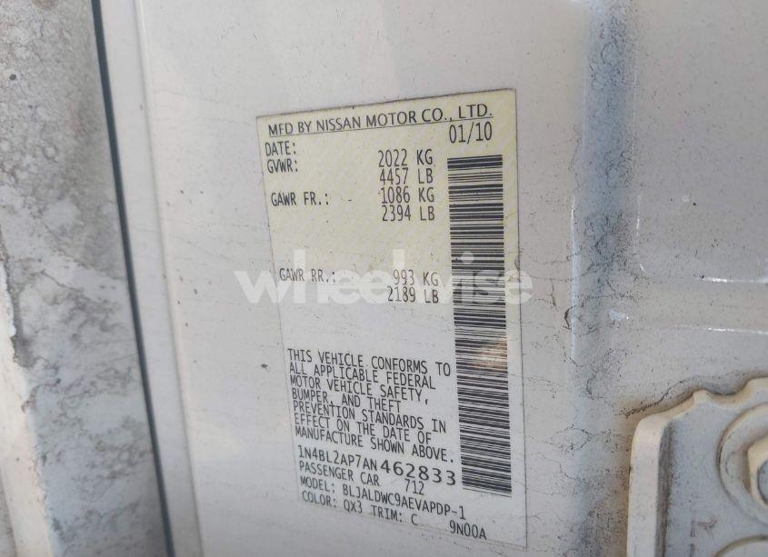 Photo 9 of 2010 Nissan Altima 3.5 SR (VIN 1N4BL2AP7AN462833)