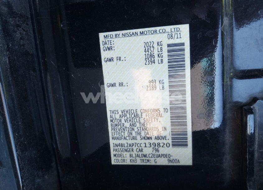 Photo 9 of 2012 Nissan Altima 3.5 SR (VIN 1N4BL2AP7CC139820)