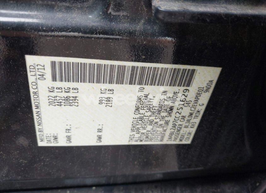 Photo 9 of 2012 Nissan Altima 3.5 SR (VIN 1N4BL2AP7CC251629)