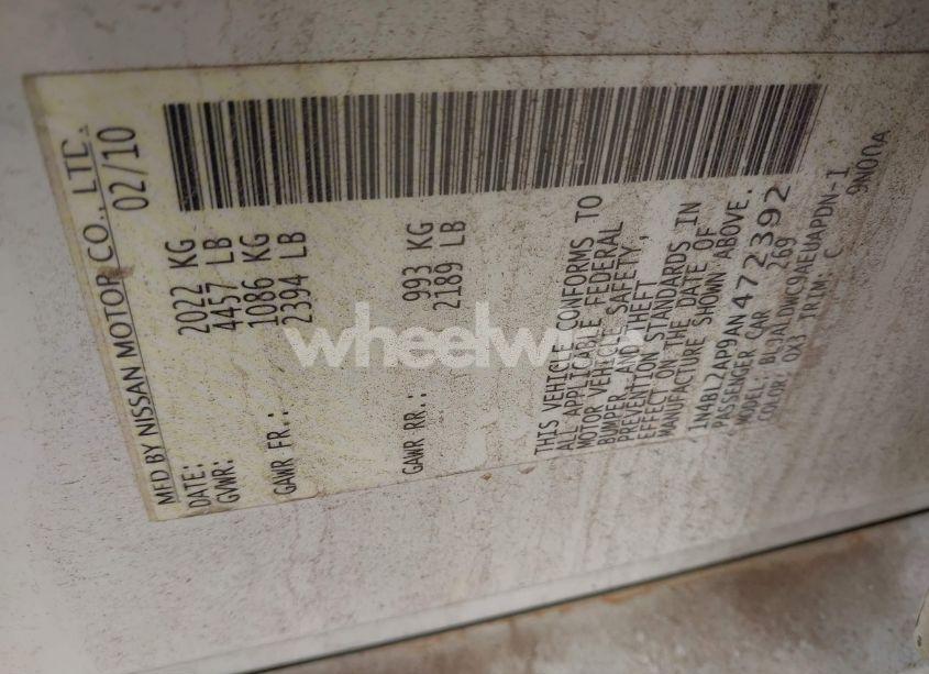 Photo 9 of 2010 Nissan Altima 3.5 SR (VIN 1N4BL2AP9AN472392)