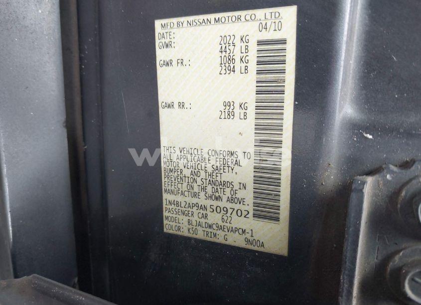 Photo 9 of 2010 Nissan Altima 3.5 SR (VIN 1N4BL2AP9AN509702)