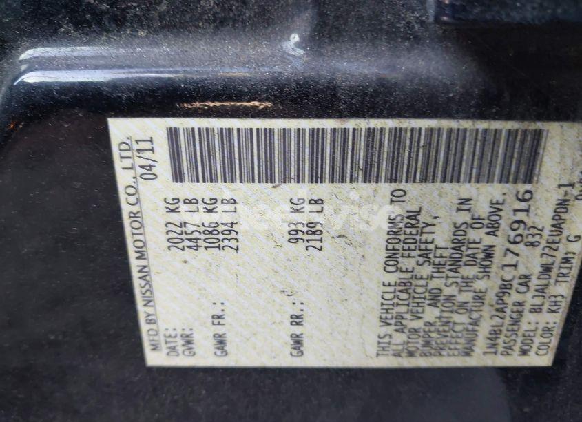 Photo 9 of 2011 Nissan Altima 3.5 SR (VIN 1N4BL2AP9BC176916)