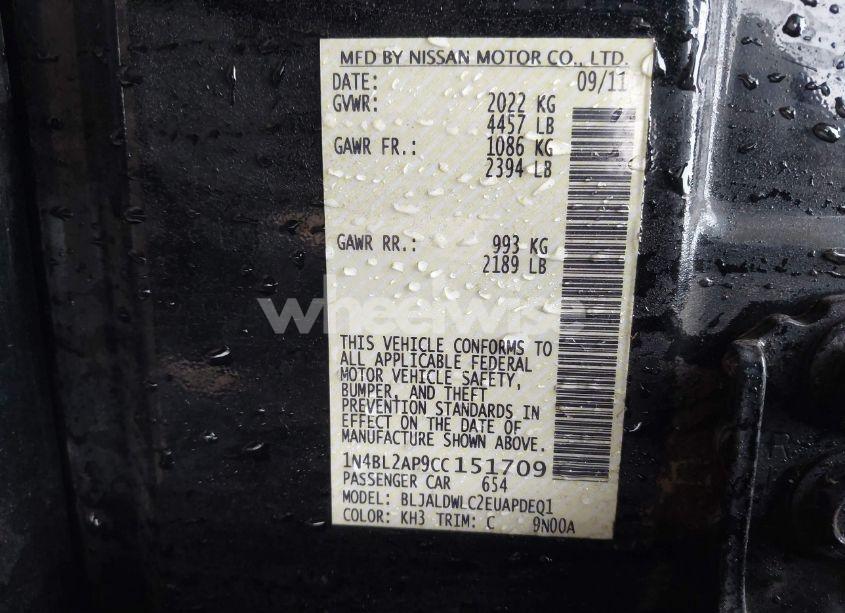 Photo 9 of 2012 Nissan Altima 3.5 SR (VIN 1N4BL2AP9CC151709)