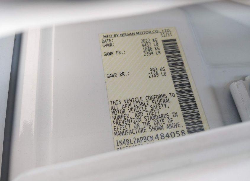 Photo 9 of 2012 Nissan Altima 3.5 SR (VIN 1N4BL2AP9CN484058)