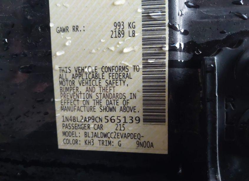 Photo 9 of 2012 Nissan Altima 3.5 SR (VIN 1N4BL2AP9CN565139)