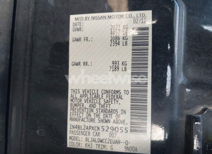 Photo 9 of 2012 Nissan Altima 3.5 SR (VIN 1N4BL2APXCN529055)