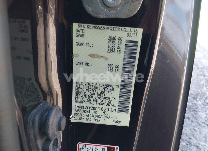 Photo 9 of 2011 Nissan Altima 3.5 SR (VIN 1N4BL2EP2BC167114)