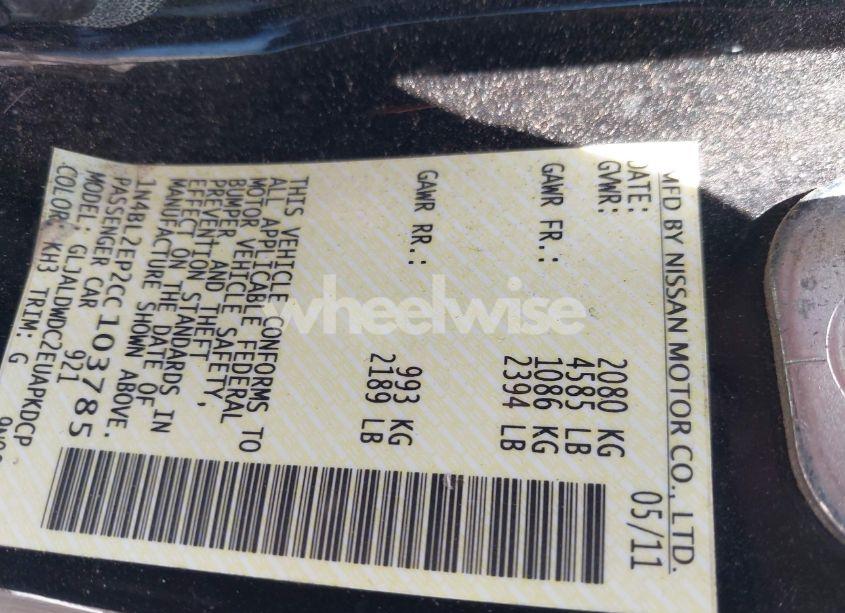 Photo 9 of 2012 Nissan Altima 3.5 SR (VIN 1N4BL2EP2CC103785)