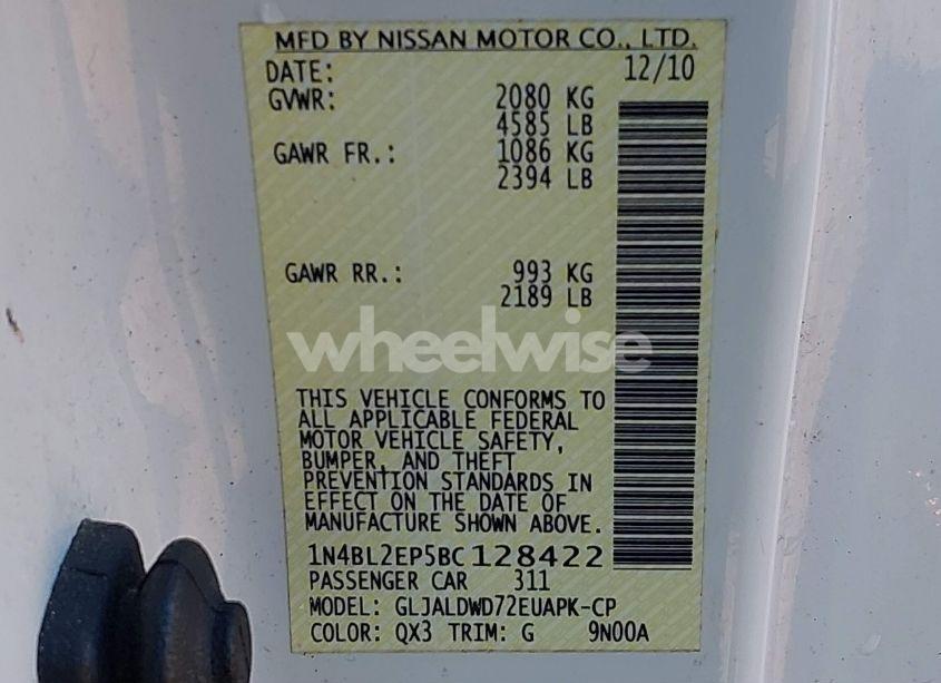 Photo 9 of 2011 Nissan Altima 3.5 SR (VIN 1N4BL2EP5BC128422)