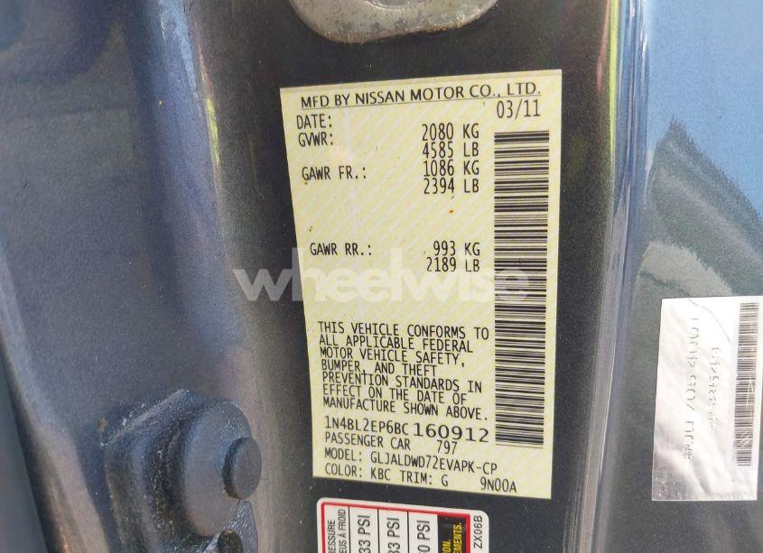 Photo 9 of 2011 Nissan Altima 3.5 SR (VIN 1N4BL2EP6BC160912)