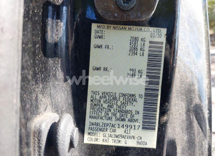 Photo 9 of 2010 Nissan Altima 3.5 SR (VIN 1N4BL2EP7AC149917)