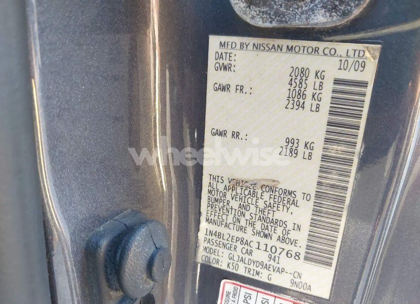 Photo 9 of 2010 Nissan Altima 3.5 SR (VIN 1N4BL2EP8AC110768)