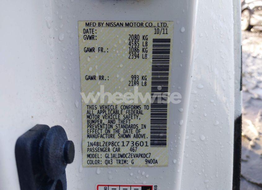 Photo 9 of 2012 Nissan Altima 3.5 SR (VIN 1N4BL2EP8CC173601)