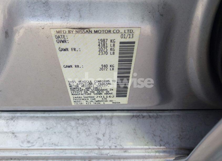 Photo 9 of 2013 Nissan Altima 3.5 SV (VIN 1N4BL3AP0DC201162)