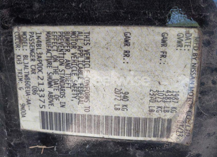 Photo 9 of 2013 Nissan Altima 3.5 SV (VIN 1N4BL3AP0DC213375)