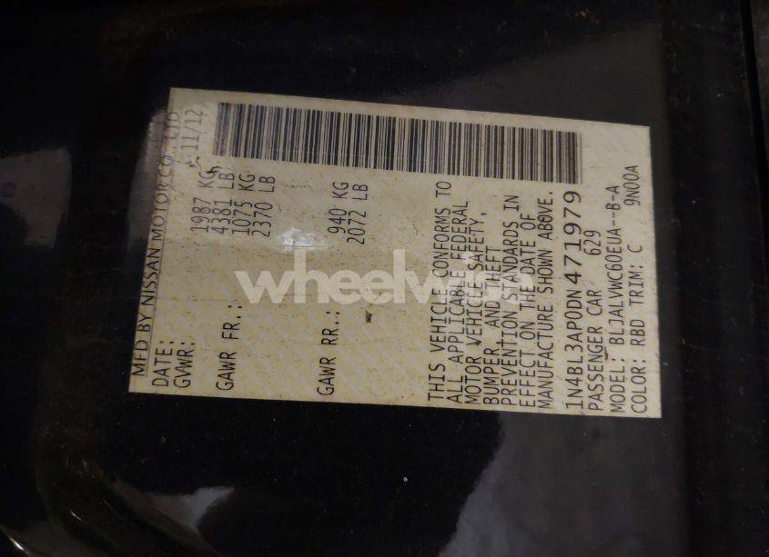 Photo 9 of 2013 Nissan Altima 3.5 SL (VIN 1N4BL3AP0DN471979)