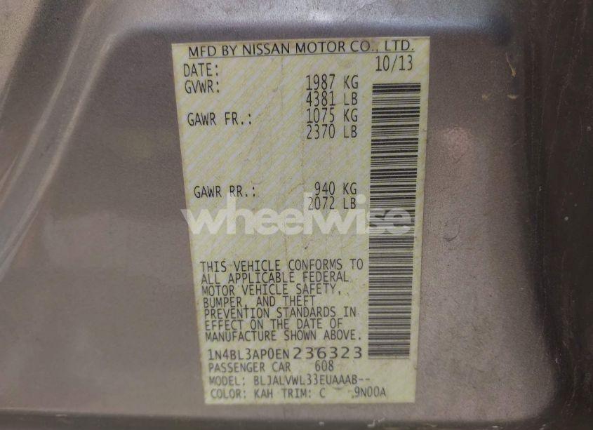 Photo 9 of 2014 Nissan Altima 3.5 SL (VIN 1N4BL3AP0EN236323)