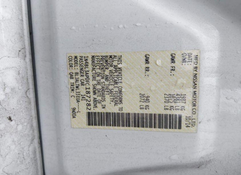 Photo 9 of 2015 Nissan Altima 3.5 SL (VIN 1N4BL3AP0FC187282)