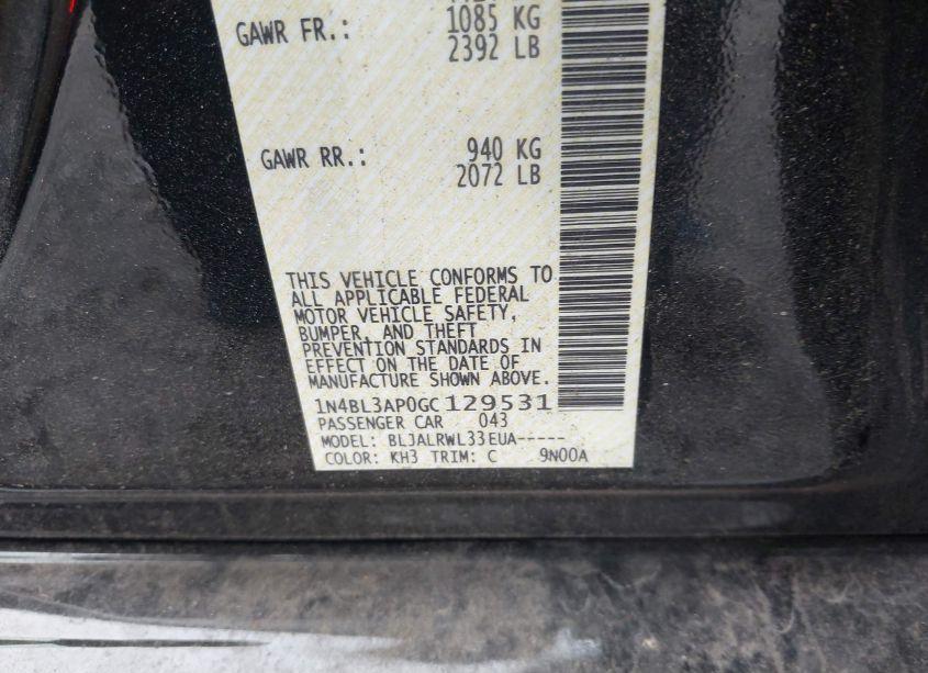 Photo 9 of 2016 Nissan Altima 3.5 SL (VIN 1N4BL3AP0GC129531)