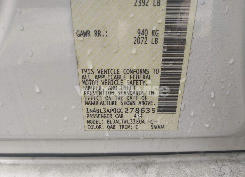 Photo 9 of 2016 Nissan Altima 3.5 SL (VIN 1N4BL3AP0GC278635)