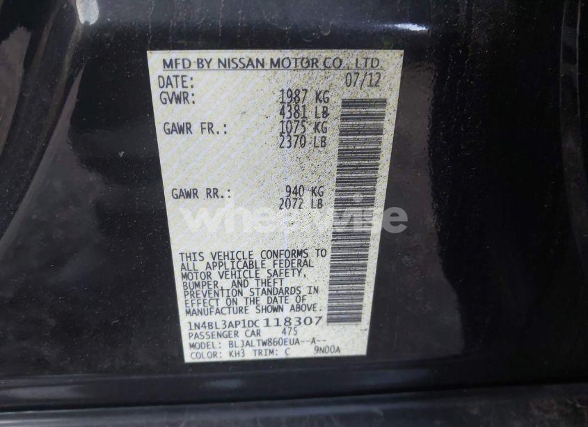 Photo 9 of 2013 Nissan Altima 3.5 SV (VIN 1N4BL3AP1DC118307)