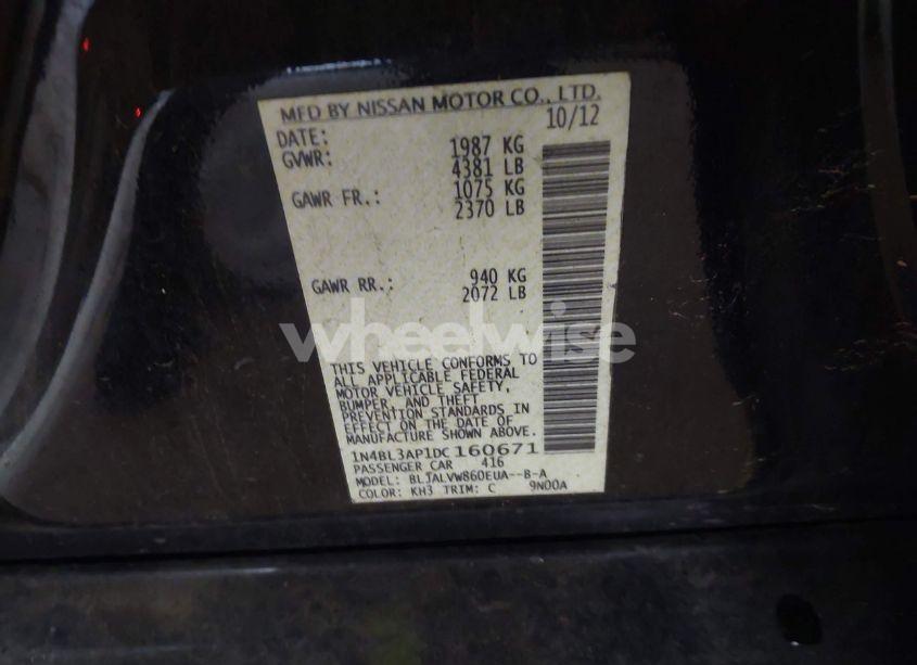 Photo 9 of 2013 Nissan Altima 3.5 SL (VIN 1N4BL3AP1DC160671)