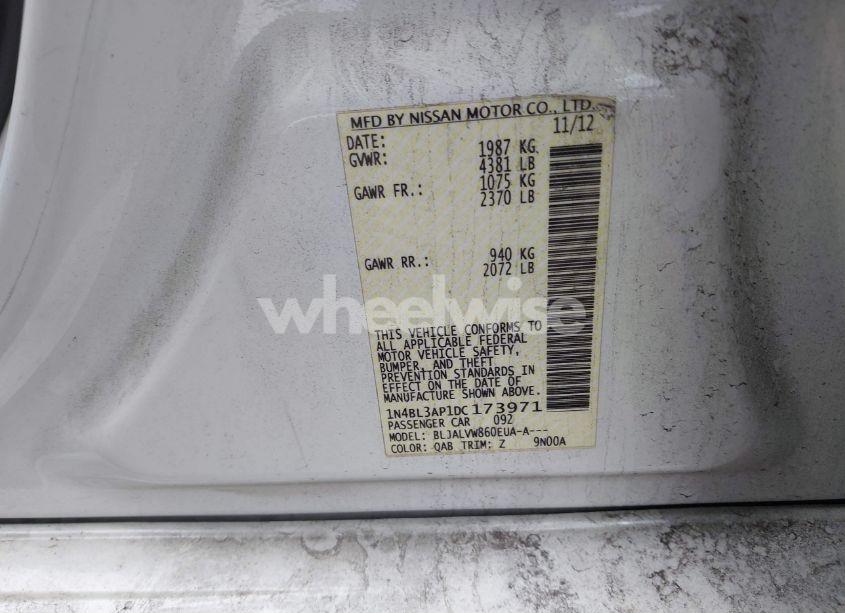 Photo 9 of 2013 Nissan Altima 3.5 SL (VIN 1N4BL3AP1DC173971)