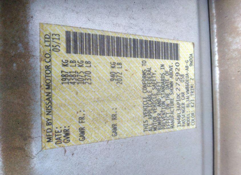 Photo 9 of 2013 Nissan Altima 3.5 SL (VIN 1N4BL3AP1DC275920)