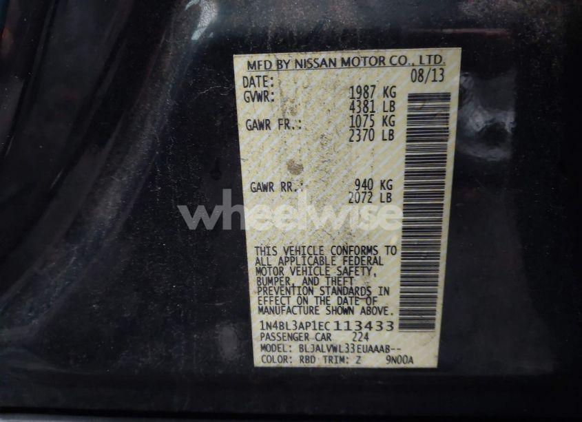 Photo 9 of 2014 Nissan Altima 3.5 SL (VIN 1N4BL3AP1EC113433)