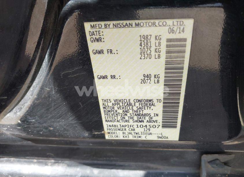 Photo 9 of 2015 Nissan Altima 3.5 SL (VIN 1N4BL3AP1FC104507)
