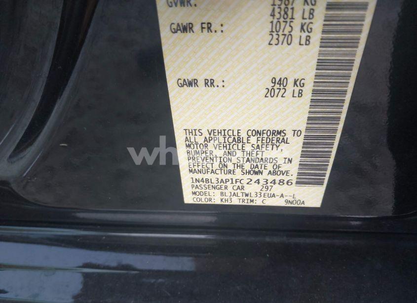 Photo 9 of 2015 Nissan Altima 3.5 SL (VIN 1N4BL3AP1FC243486)