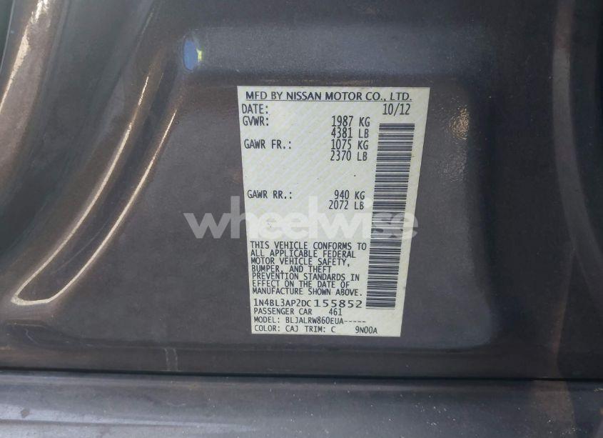 Photo 9 of 2013 Nissan Altima 3.5 S (VIN 1N4BL3AP2DC155852)