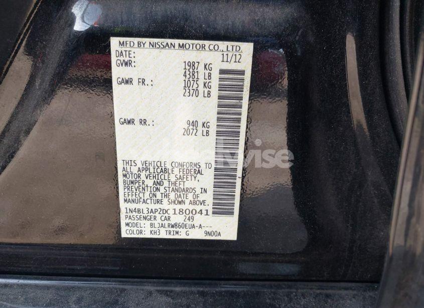 Photo 9 of 2013 Nissan Altima 3.5 S (VIN 1N4BL3AP2DC180041)