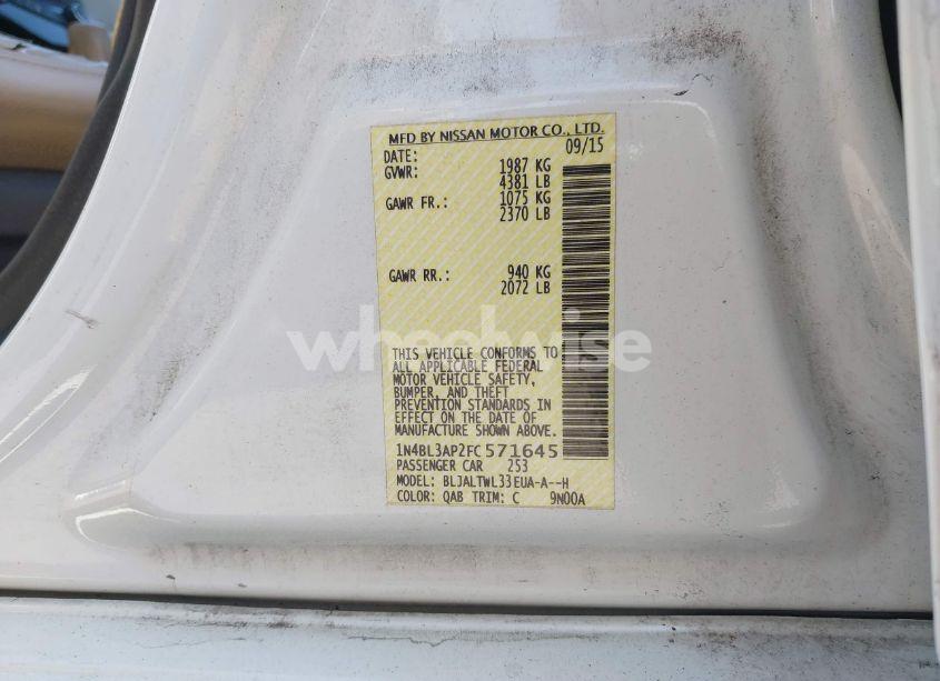 Photo 9 of 2015 Nissan Altima 3.5 SL (VIN 1N4BL3AP2FC571645)