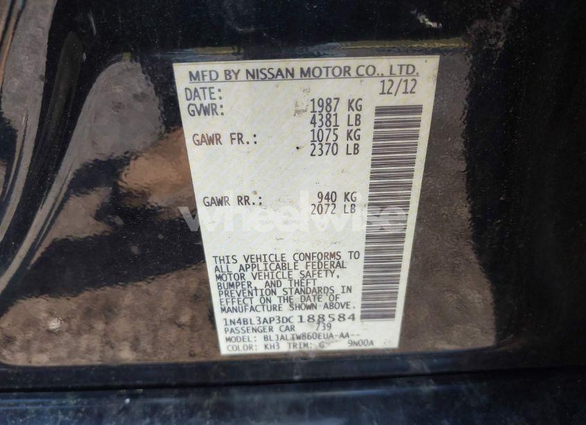 Photo 9 of 2013 Nissan Altima 3.5 SV (VIN 1N4BL3AP3DC188584)