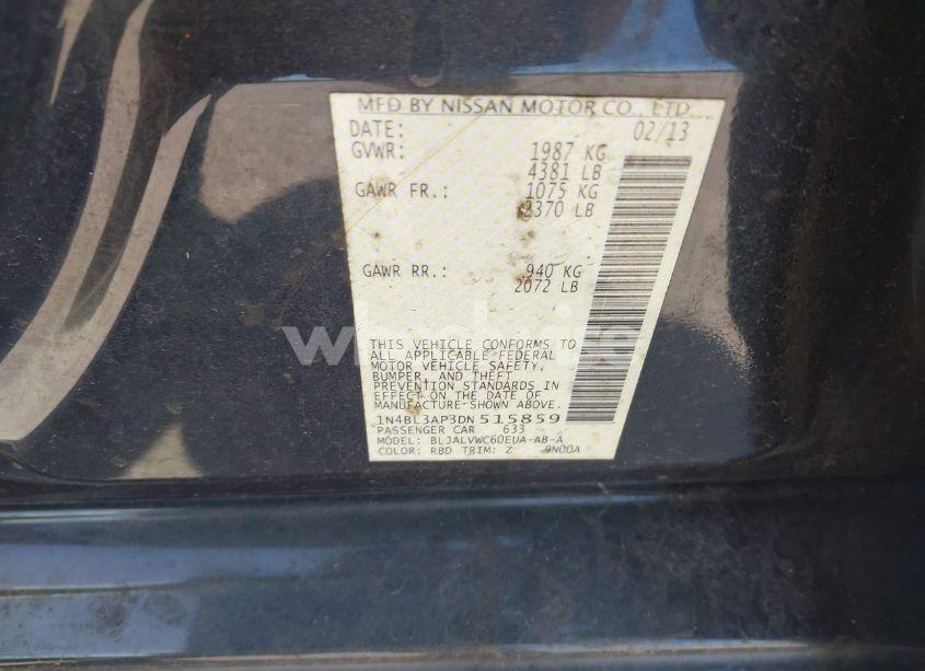 Photo 9 of 2013 Nissan Altima 3.5 SL (VIN 1N4BL3AP3DN515859)