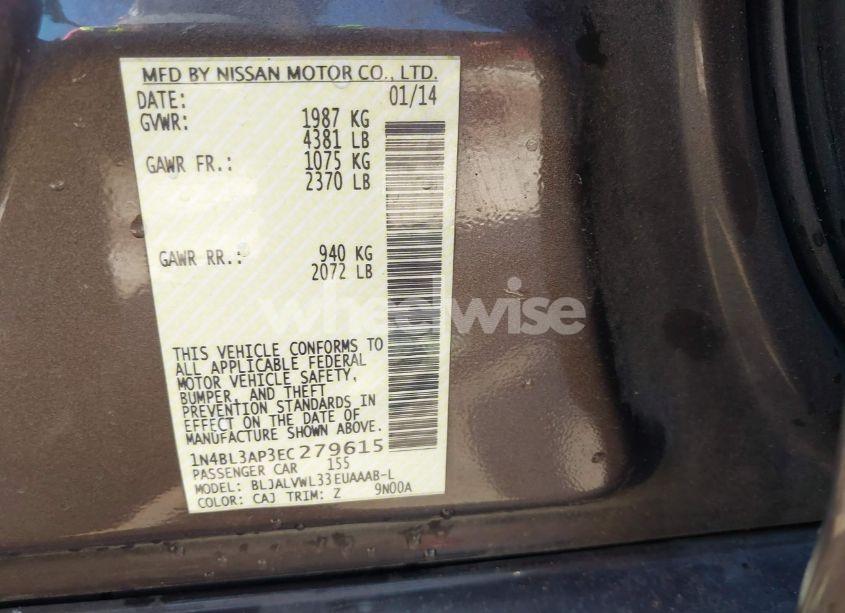 Photo 9 of 2014 Nissan Altima 3.5 SL (VIN 1N4BL3AP3EC279615)