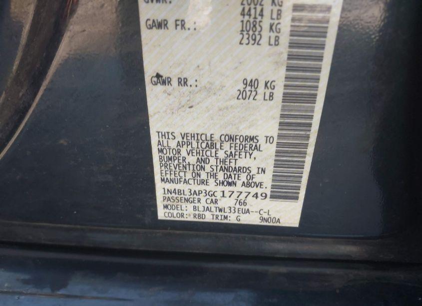 Photo 9 of 2016 Nissan Altima 3.5 SL (VIN 1N4BL3AP3GC177749)